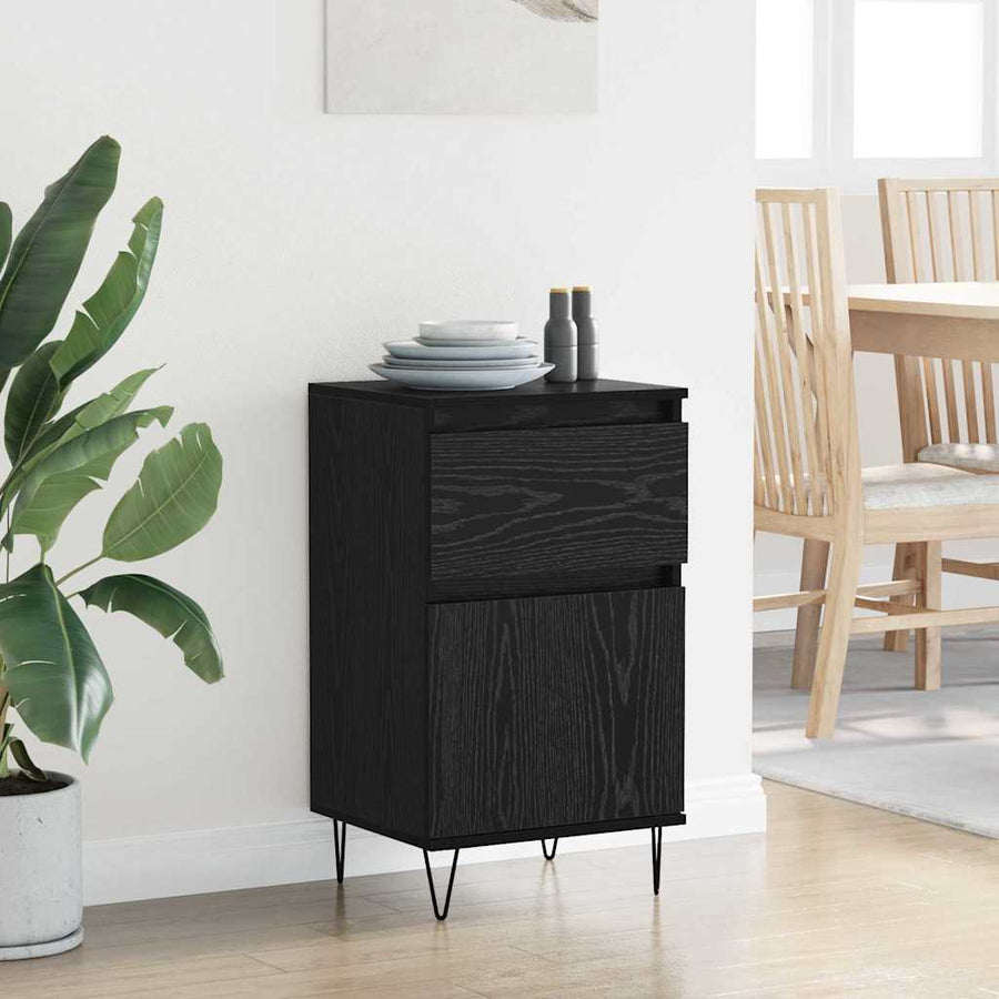 Dressoir met lade Zwart eiken 35 x 40 x 70 cm Bewerkt hout