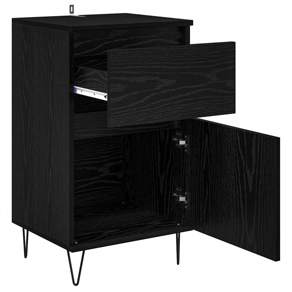 Dressoir met lade Zwart eiken 35 x 40 x 70 cm Bewerkt hout