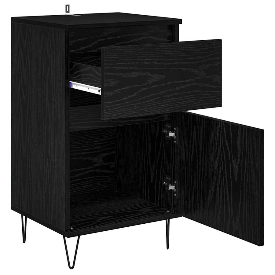 Dressoir met lade Zwart eiken 35 x 40 x 70 cm Bewerkt hout