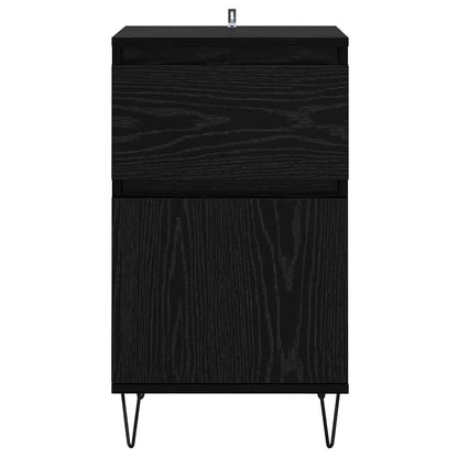 Dressoir met lade Zwart eiken 35 x 40 x 70 cm Bewerkt hout