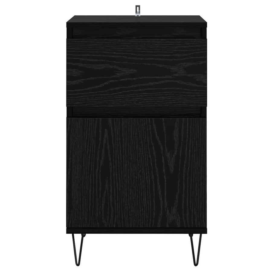 Dressoir met lade Zwart eiken 35 x 40 x 70 cm Bewerkt hout