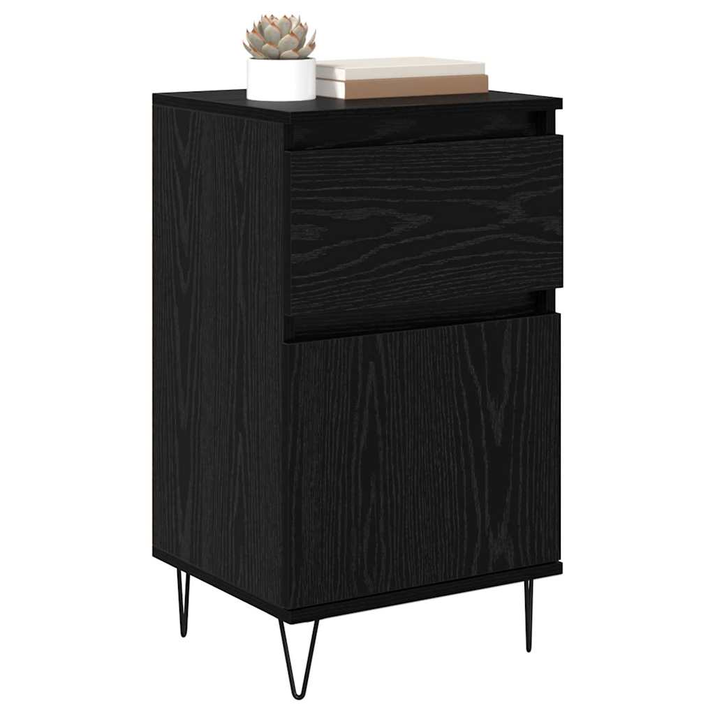 Dressoir met lade Zwart eiken 35 x 40 x 70 cm Bewerkt hout