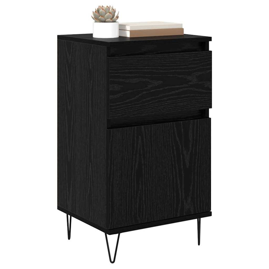 Dressoir met lade Zwart eiken 35 x 40 x 70 cm Bewerkt hout