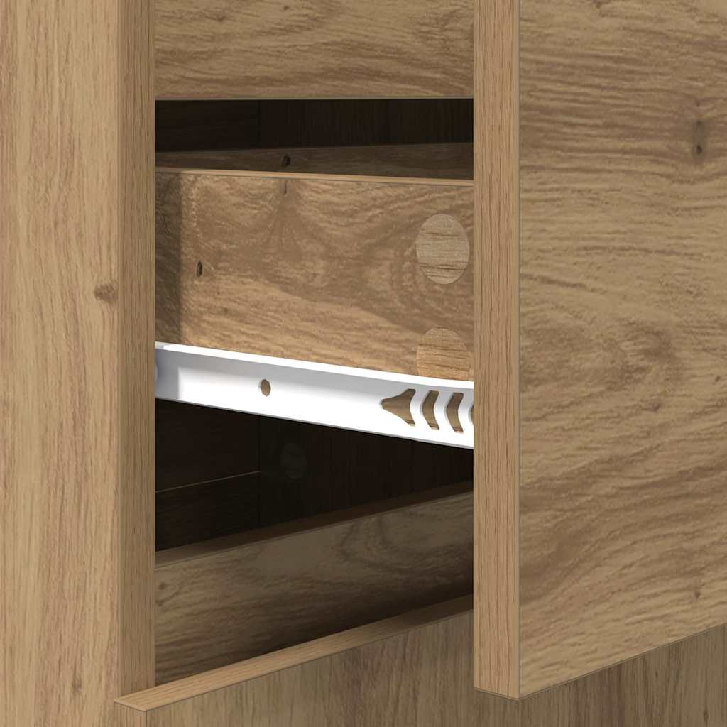 Dressoir artisanaal eikenkleurig 35 x 40 x 70 cm Bewerkt hout