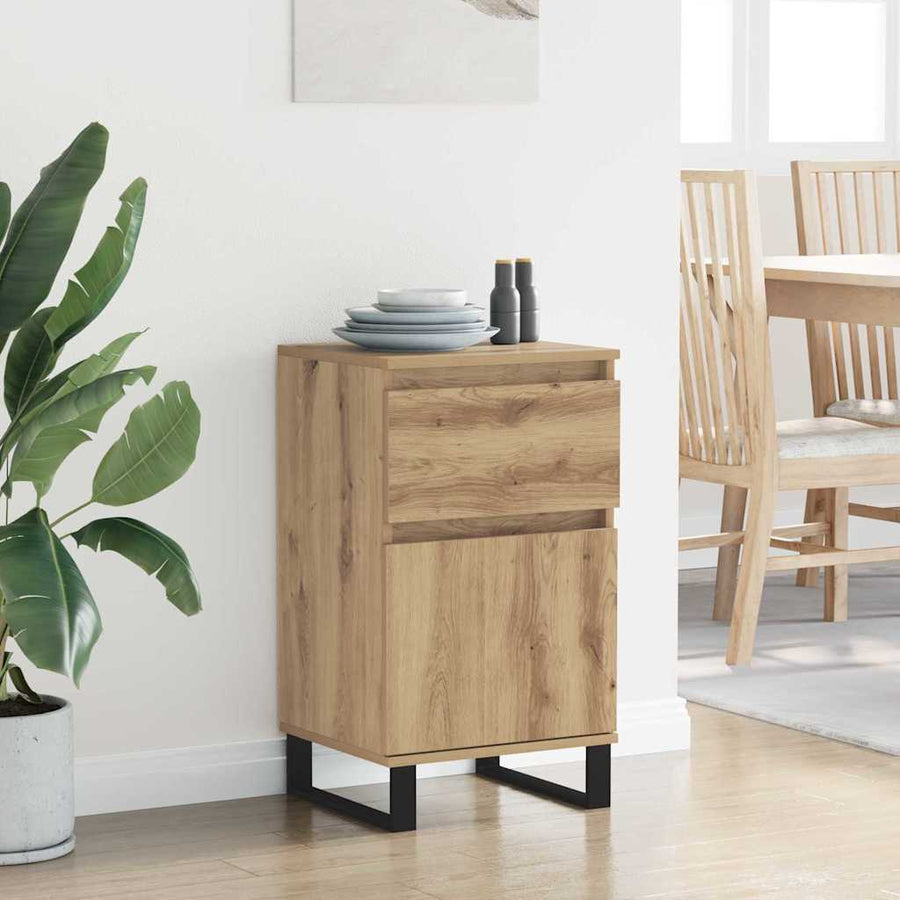 Dressoir artisanaal eikenkleurig 35 x 40 x 70 cm Bewerkt hout