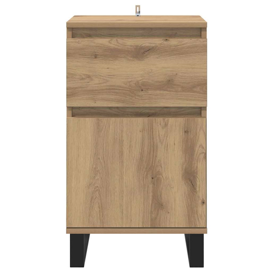 Dressoir artisanaal eikenkleurig 35 x 40 x 70 cm Bewerkt hout