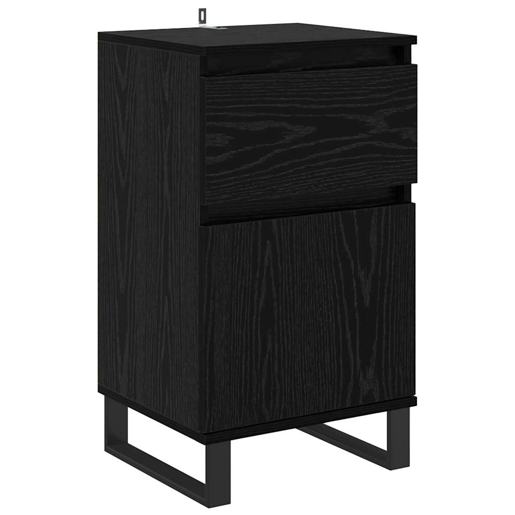 Dressoir met lade Zwart eiken 35 x 40 x 70 cm Bewerkt hout