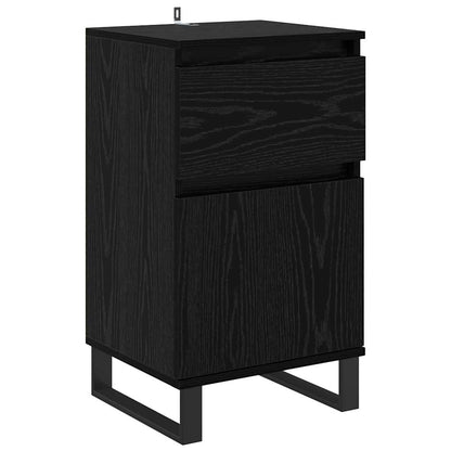 Dressoir met lade Zwart eiken 35 x 40 x 70 cm Bewerkt hout