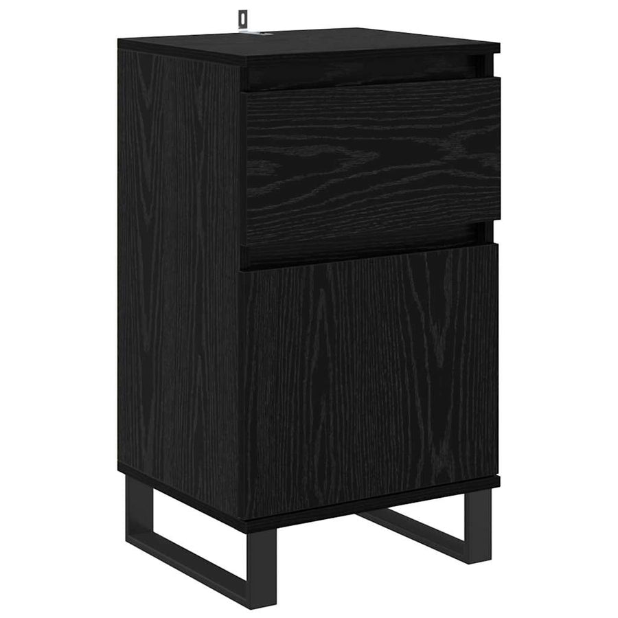 Dressoir met lade Zwart eiken 35 x 40 x 70 cm Bewerkt hout