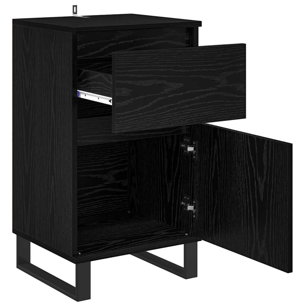 Dressoir met lade Zwart eiken 35 x 40 x 70 cm Bewerkt hout