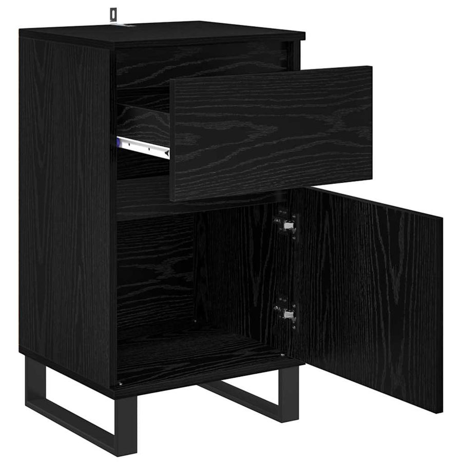 Dressoir met lade Zwart eiken 35 x 40 x 70 cm Bewerkt hout