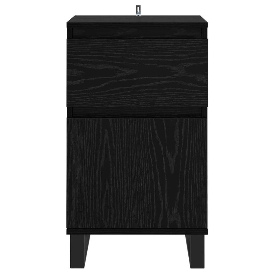 Dressoir met lade Zwart eiken 35 x 40 x 70 cm Bewerkt hout