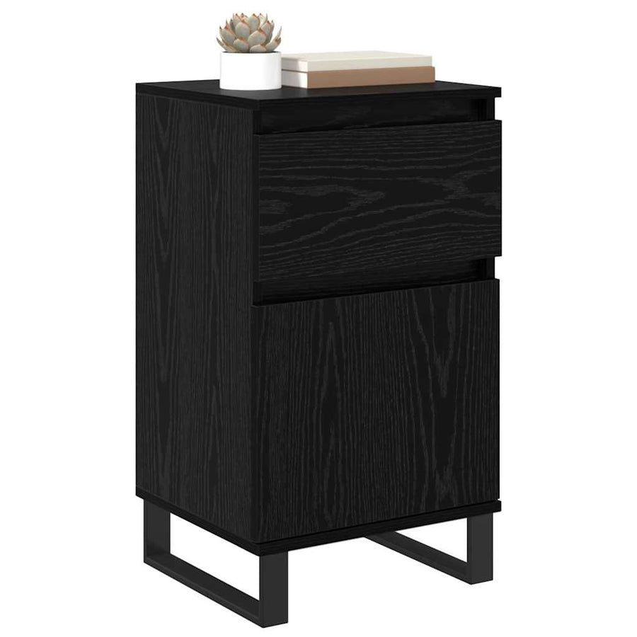 Dressoir met lade Zwart eiken 35 x 40 x 70 cm Bewerkt hout