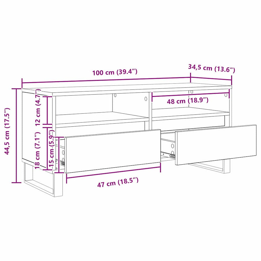 TV-kast met lade Artisan Eiken 100 x 34,5 x 44,5 cm