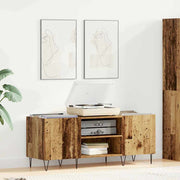 Platenkast 121x38x48 cm bewerkt hout ijzer