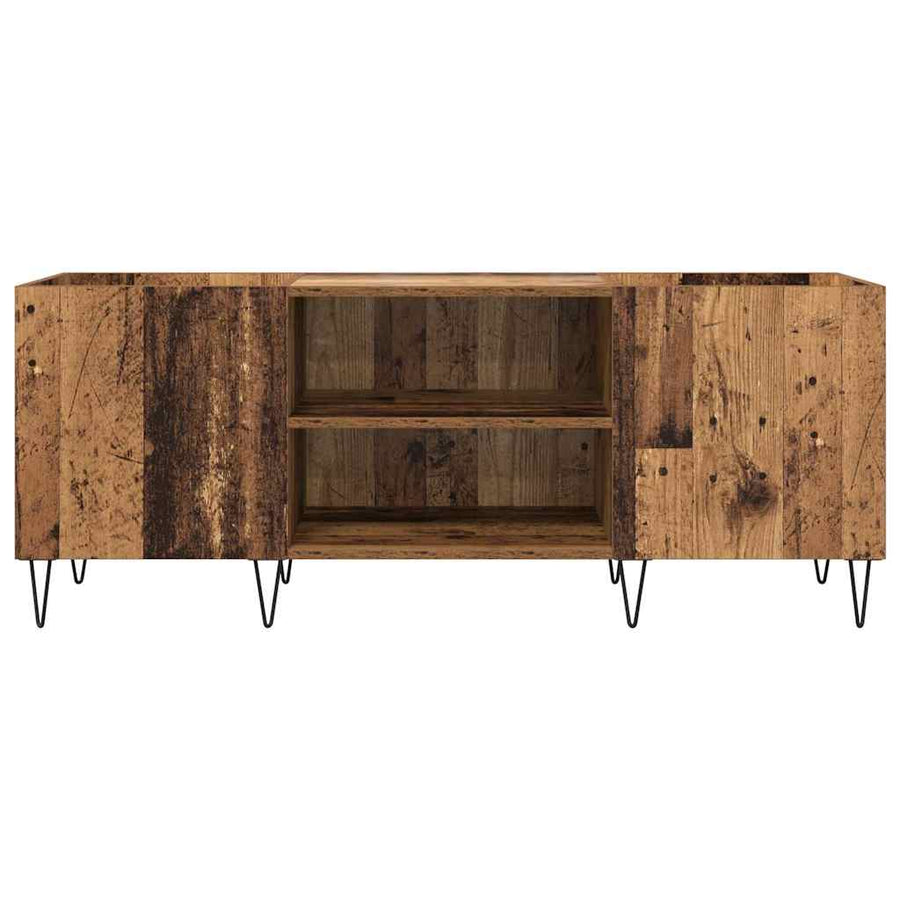 Platenkast Oud Hout 121 x 38 x 48 cm Gemonteerd hout en ijzer