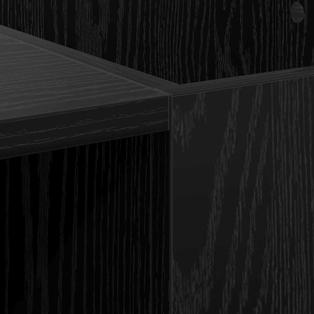 Platenkast met plank met opslag Zwart Eiken 121 x 38 x 48 cm
