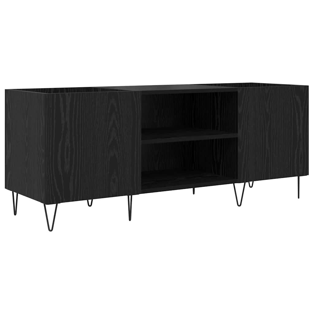 Platenkast met plank met opslag Zwart Eiken 121 x 38 x 48 cm