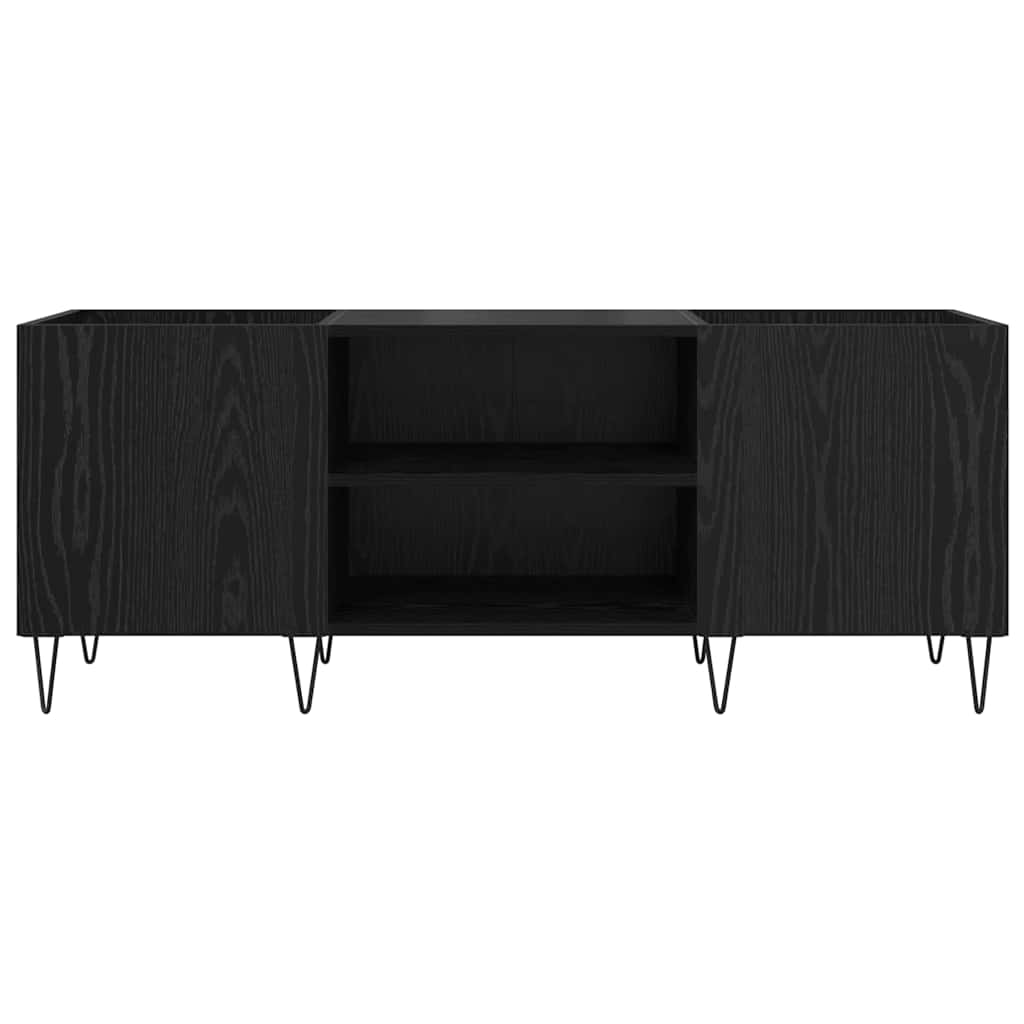 Platenkast met plank met opslag Zwart Eiken 121 x 38 x 48 cm