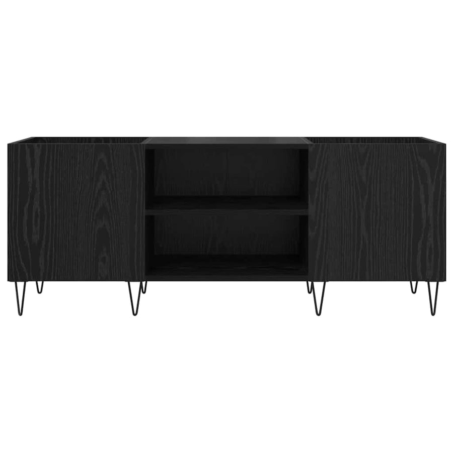 Platenkast met plank met opslag Zwart Eiken 121 x 38 x 48 cm