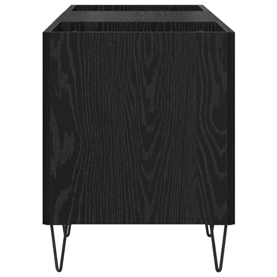 Platenkast met plank met opslag Zwart Eiken 121 x 38 x 48 cm