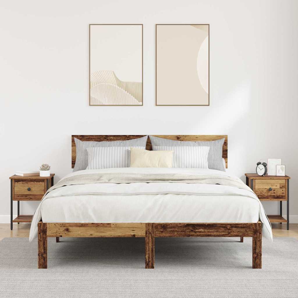 Nachtkastje 2 pcs Oud hout 34 x 35,5 x 45 cm Bewerkt hout