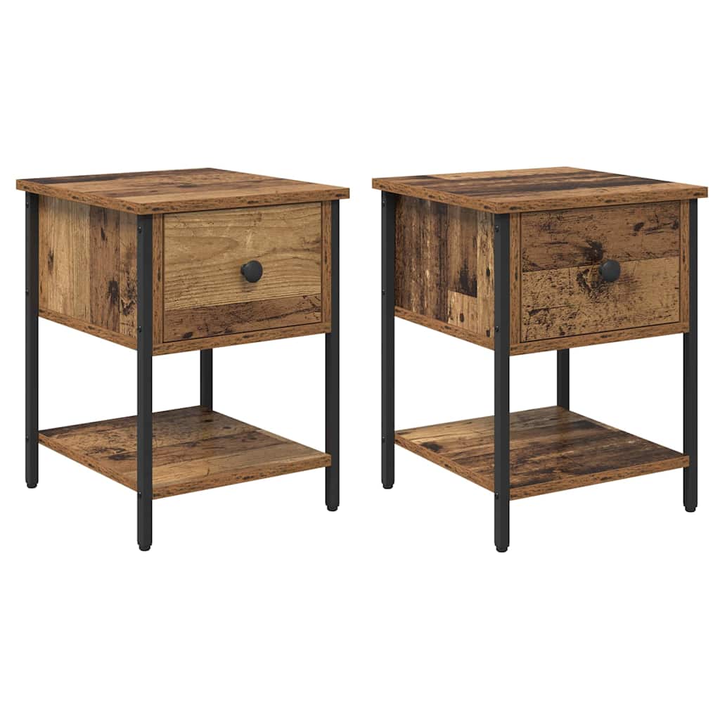 Nachtkastje 2 pcs Oud hout 34 x 35,5 x 45 cm Bewerkt hout