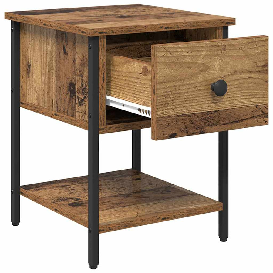 Nachtkastje 2 pcs Oud hout 34 x 35,5 x 45 cm Bewerkt hout