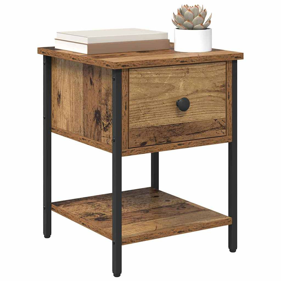 Nachtkastje 2 pcs Oud hout 34 x 35,5 x 45 cm Bewerkt hout
