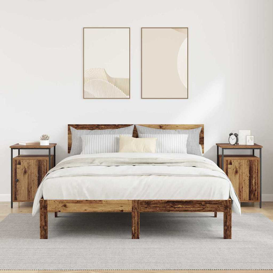 Nachtkastje 2 pcs Oudhout 40 x 42 x 60cm Bewerkt hout