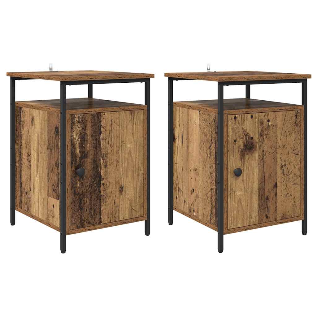 Nachtkastje 2 pcs Oudhout 40 x 42 x 60cm Bewerkt hout