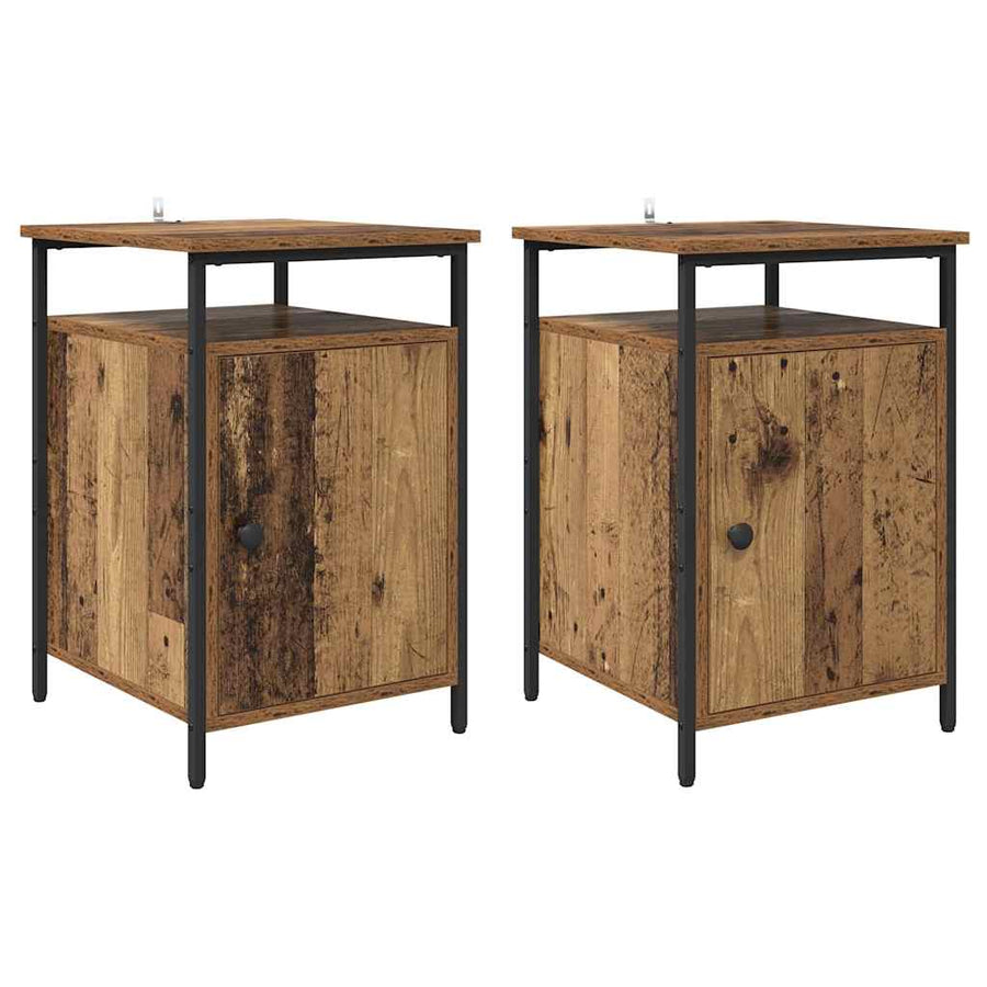 Nachtkastje 2 pcs Oudhout 40 x 42 x 60cm Bewerkt hout