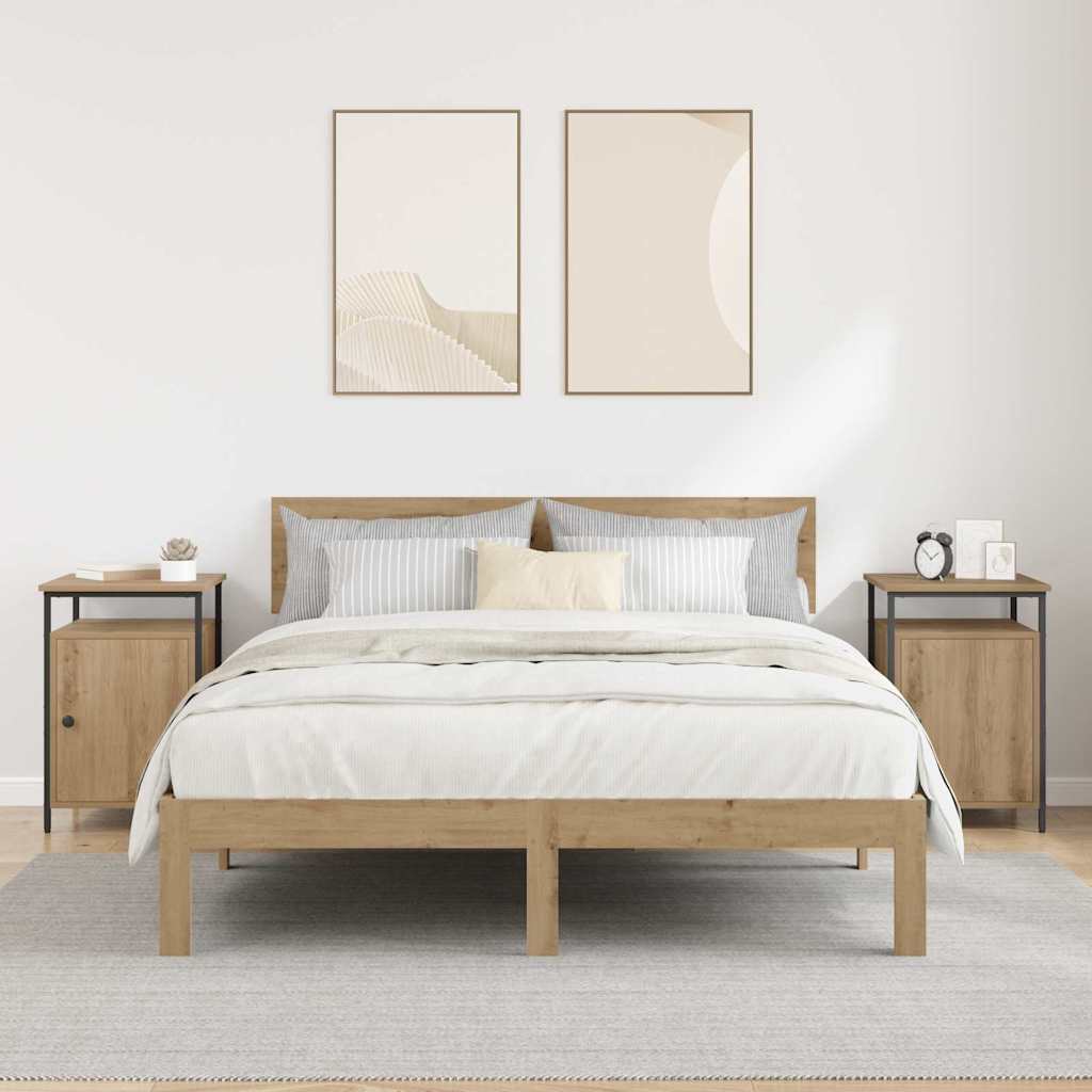 Nachtkastje 2 pcs Artisan Eiken 40 x 42 x 60cm Bewerkt hout