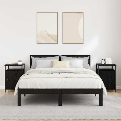 Nachtkastje 2 pcs Zwart Eiken 40 x 42 x 60cm Bewerkt hout
