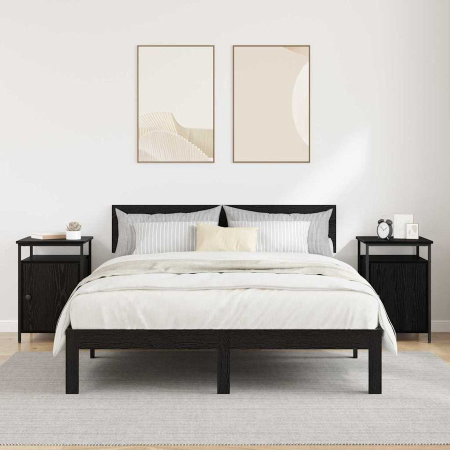 Nachtkastje 2 pcs Zwart Eiken 40 x 42 x 60cm Bewerkt hout
