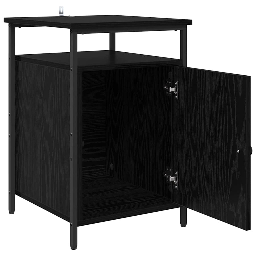 Nachtkastje 2 pcs Zwart Eiken 40 x 42 x 60cm Bewerkt hout