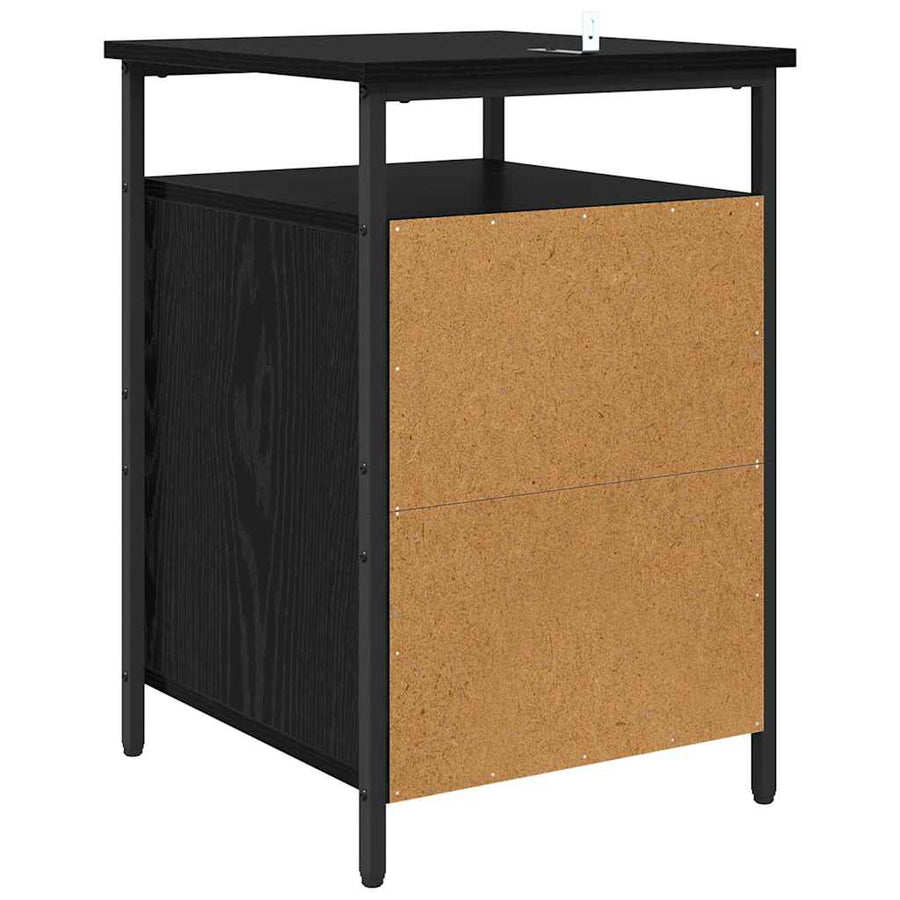 Nachtkastje 2 pcs Zwart Eiken 40 x 42 x 60cm Bewerkt hout