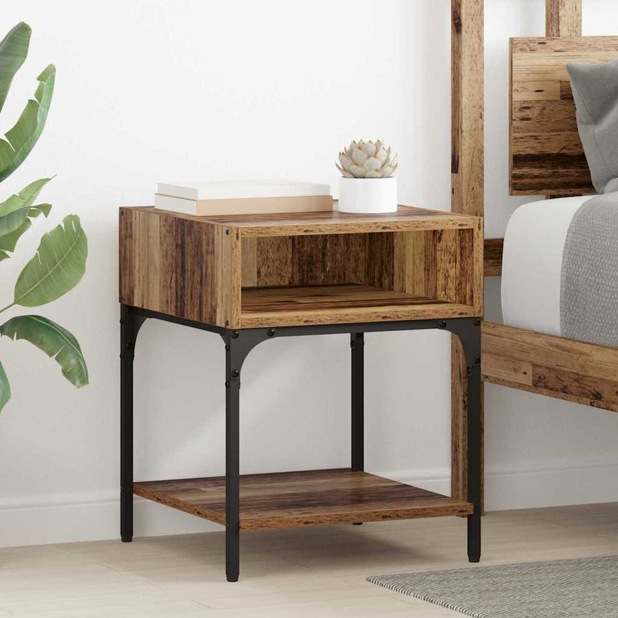 Nachtkastje 2 pcs Oudhout 40 x 40 x 50 cm Bewerkt hout