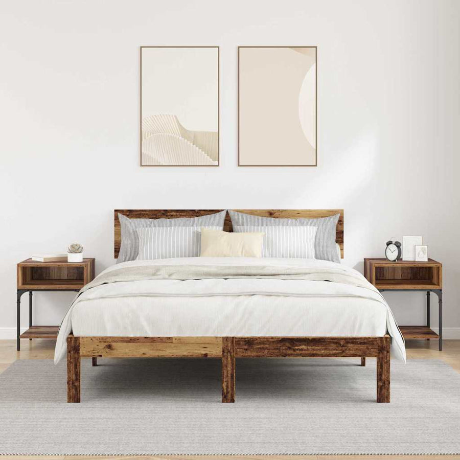 Nachtkastje 2 pcs Oudhout 40 x 40 x 50 cm Bewerkt hout