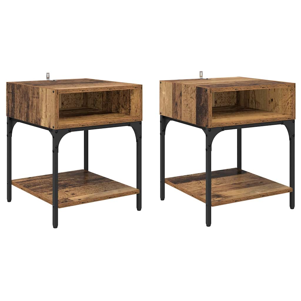 Nachtkastje 2 pcs Oudhout 40 x 40 x 50 cm Bewerkt hout