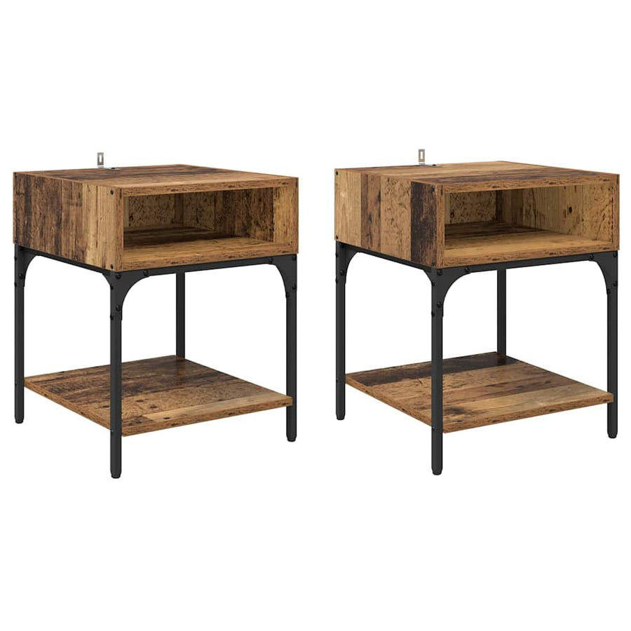 Nachtkastje 2 pcs Oudhout 40 x 40 x 50 cm Bewerkt hout