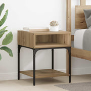 Nachtkastje 2 stuks artisan eiken 40x40x50 cm bewerkt hout