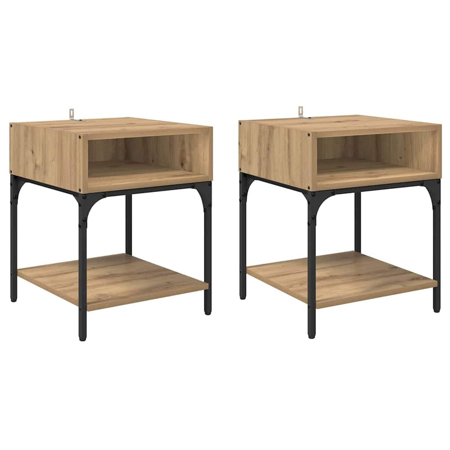 Nachtkastje 2 pcs Artisan Eiken 40 x 40 x 50 cm Bewerkt hout