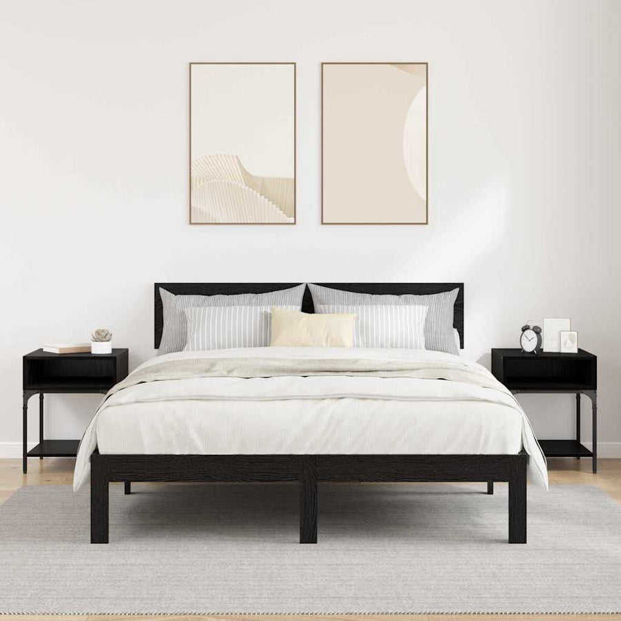 Nachtkastje 2 pcs Zwart Eiken 40 x 40 x 50 cm Bewerkt hout