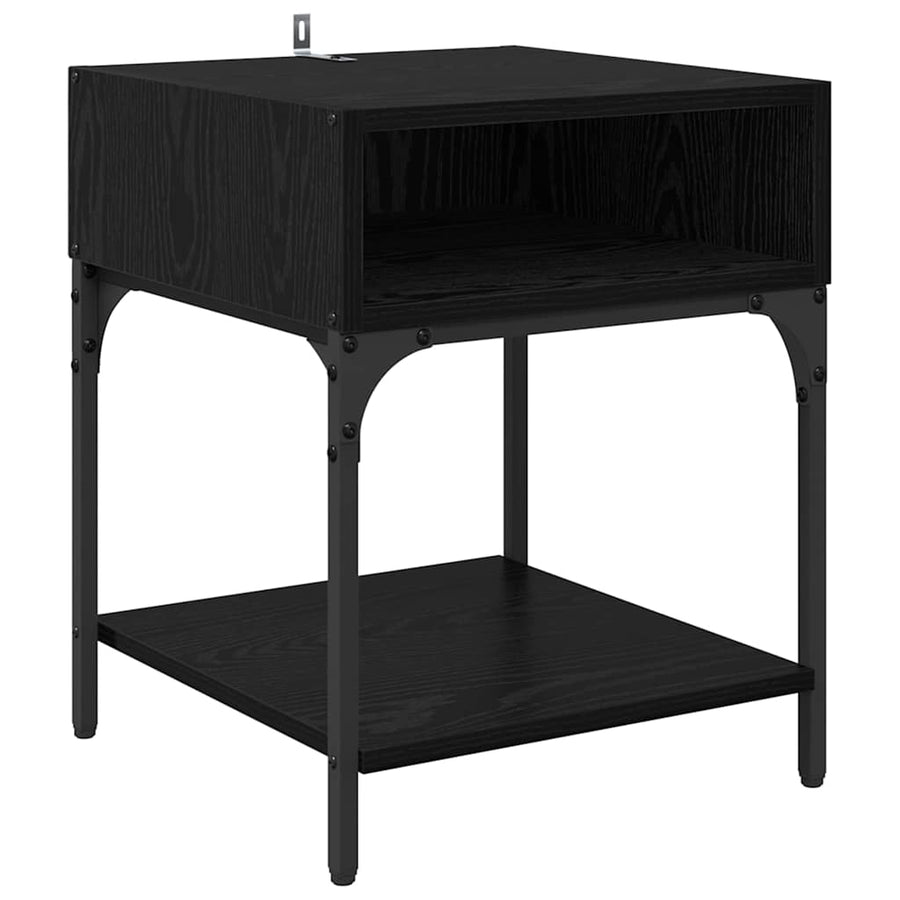 Nachtkastje 2 pcs Zwart Eiken 40 x 40 x 50 cm Bewerkt hout