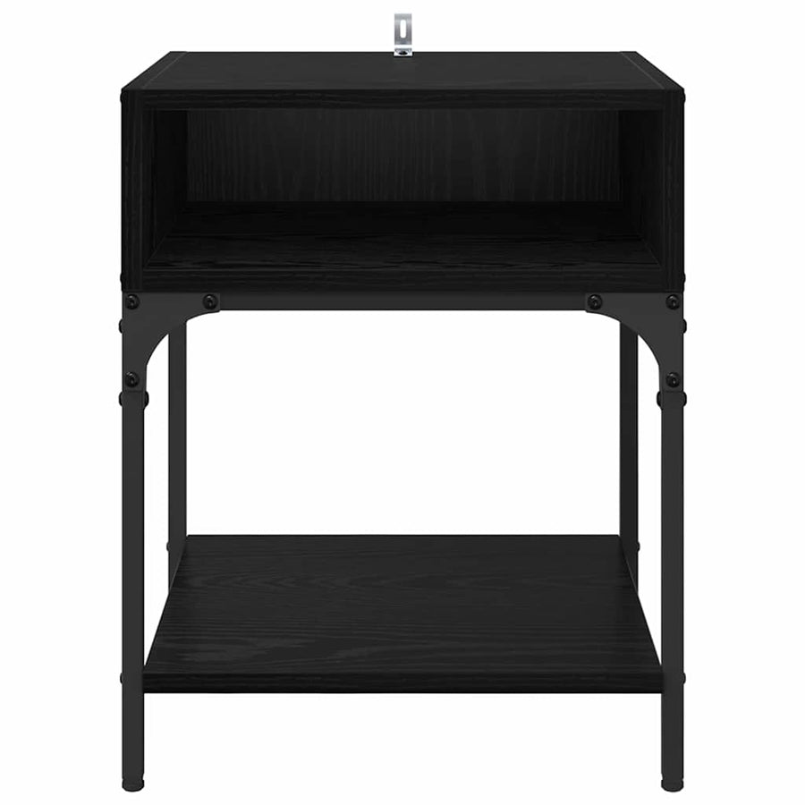 Nachtkastje 2 pcs Zwart Eiken 40 x 40 x 50 cm Bewerkt hout