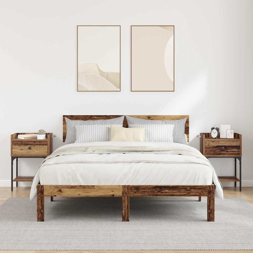 Nachtkastje met lade 2 pcs Oudhout 40 x 29 x 60 cm Bewerkt hout