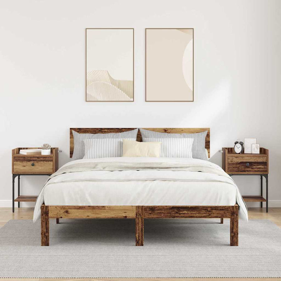 Nachtkastje met lade 2 pcs Oudhout 40 x 29 x 60 cm Bewerkt hout