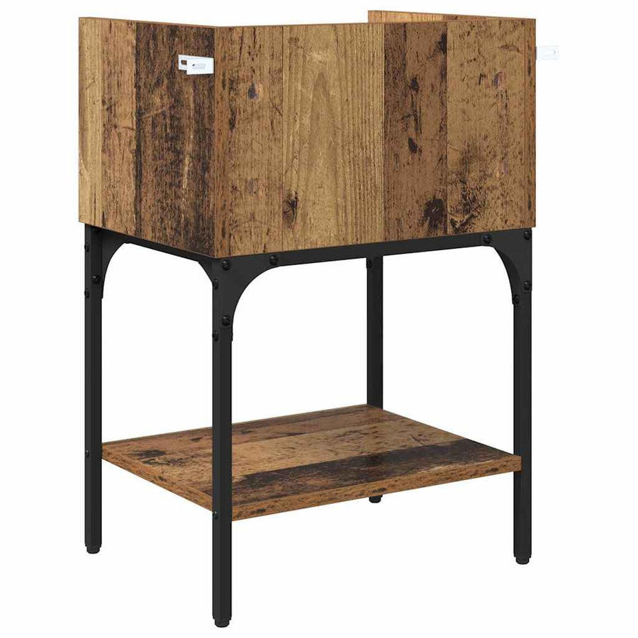 Nachtkastje met lade 2 pcs Oudhout 40 x 29 x 60 cm Bewerkt hout