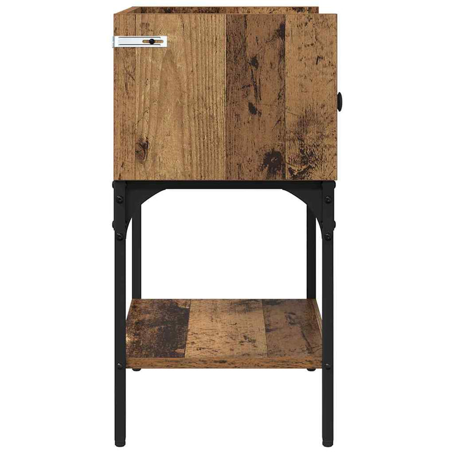 Nachtkastje met lade 2 pcs Oudhout 40 x 29 x 60 cm Bewerkt hout